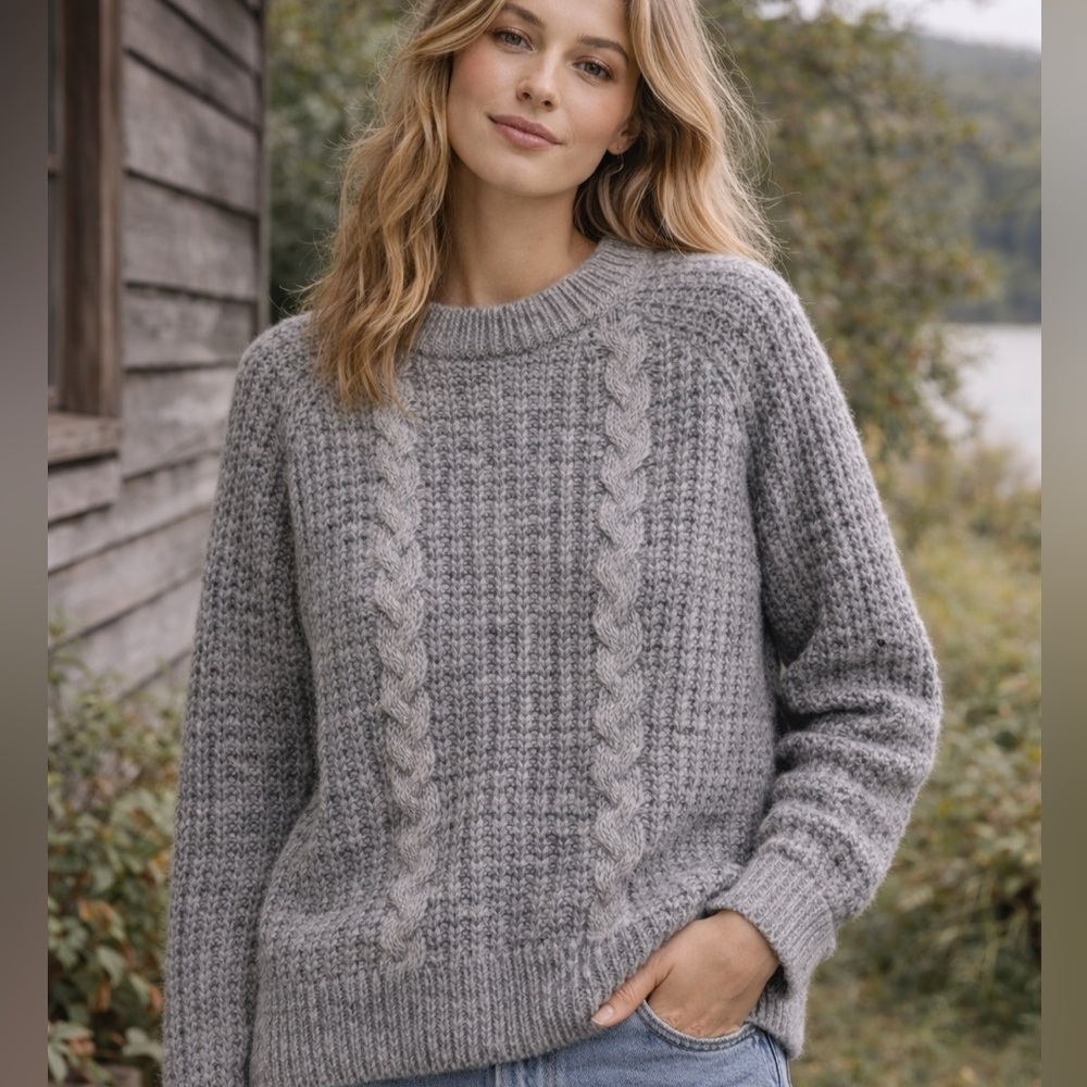 Franco Tucci Cable Knit Sweater | Made in Italy Grey Chunky Knit